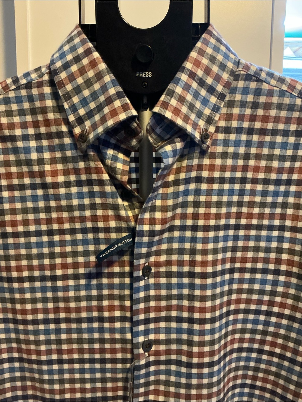 johnnie-O Harvest Plaid Button-Down in Blue, Brown, Cream - Picture 3 of 7